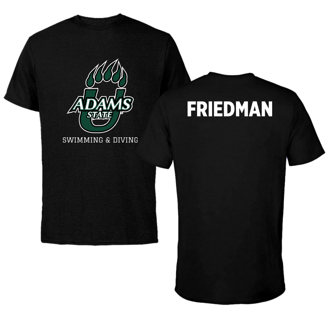 Adams State University Swimming & Diving Black State Performance Tee - Anjali Friedman