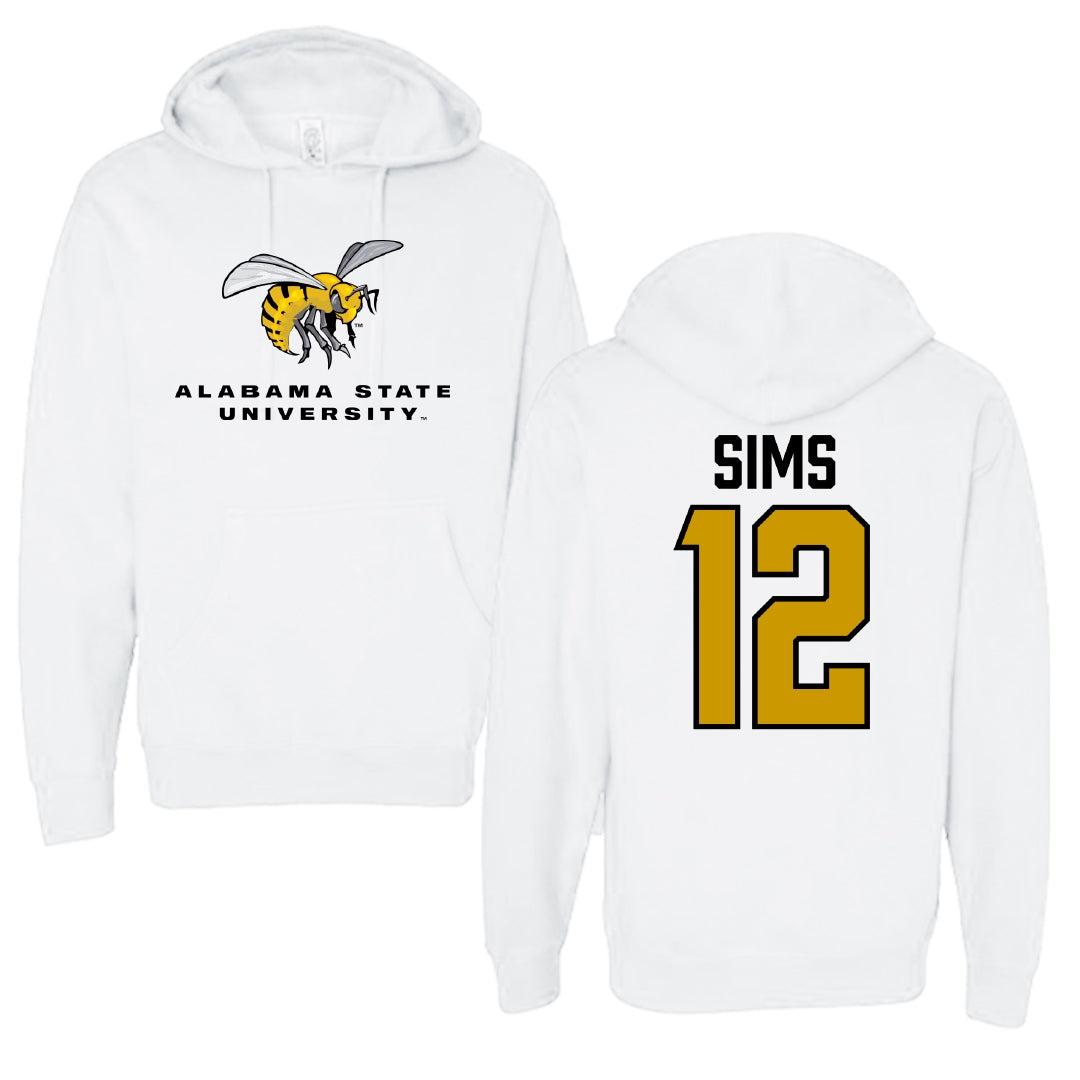 Alabama State University Football White Block Hoodie - #12 Zach Sims