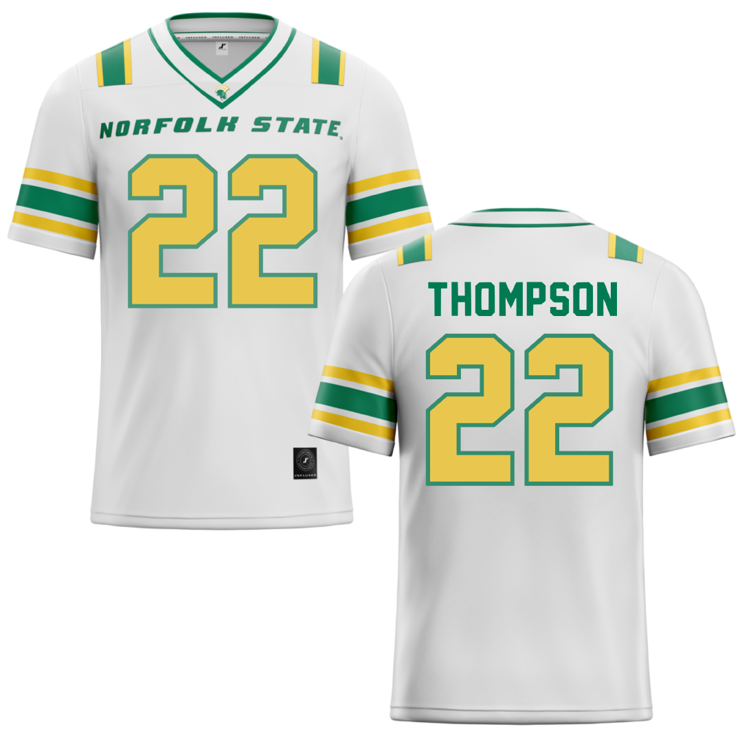 Norfolk State University White Football Jersey - #22 Ryan Thompson