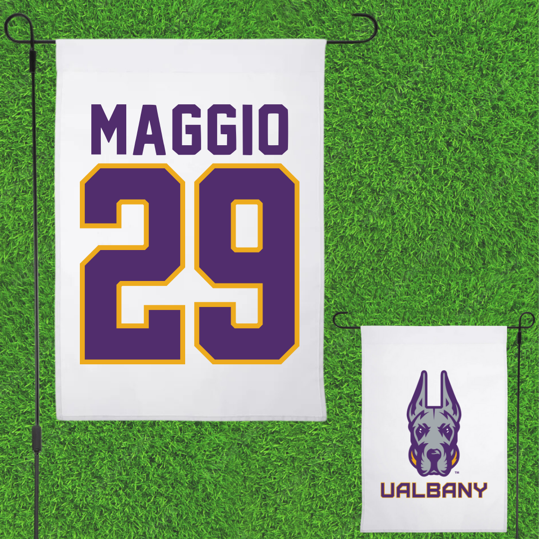 University at Albany Baseball White Garden Flag - #29 Michael Maggio