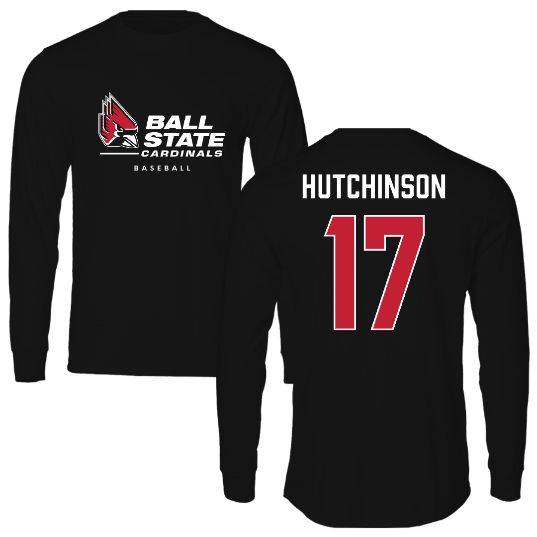 Ball State University Baseball Black Performance Long Sleeve - #17 Connor Hutchinson