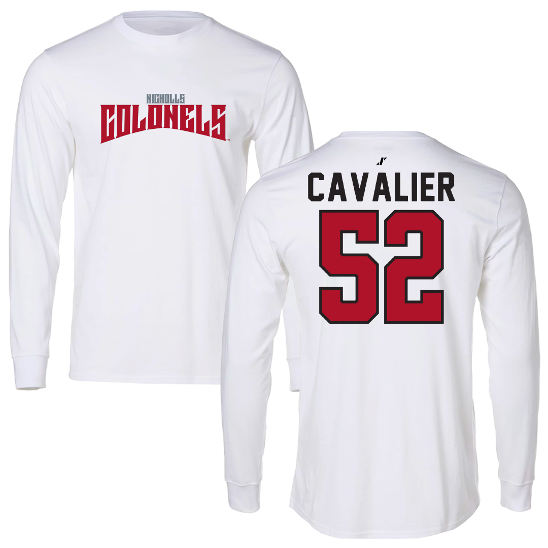 Nicholls State University Football White Classic Long Sleeve - #52 Andrew Cavalier