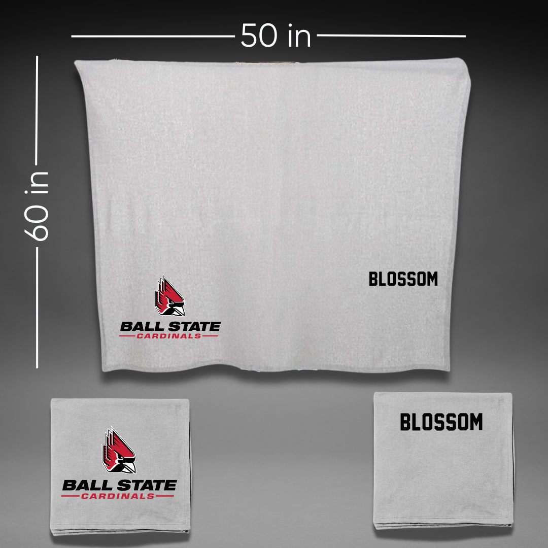 Ball State University Swimming & Diving Gray Blanket - Seth Blossom