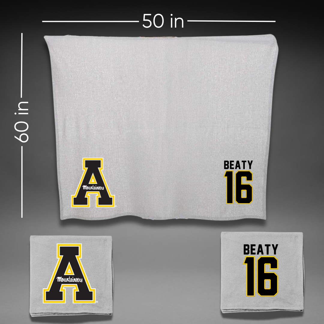 Appalachian State University Baseball Gray Blanket - #16 Jake Beaty