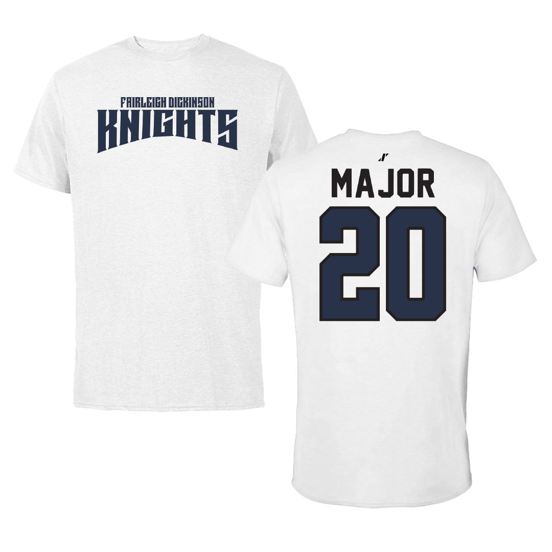 Fairleigh Dickinson University-Metropolitan Campus Soccer White Classic Performance Tee - #20 Madison Major