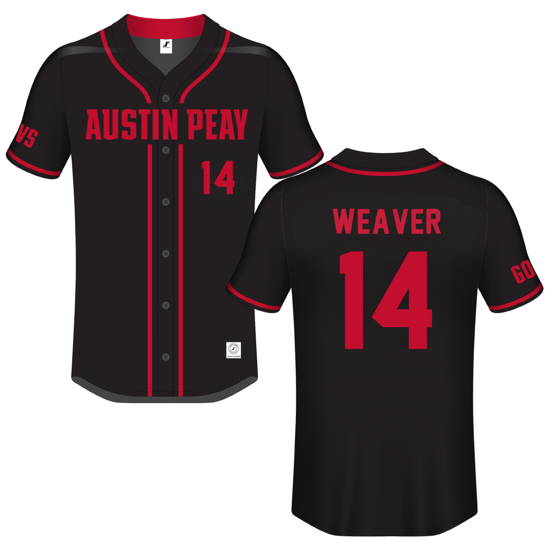 Austin Peay State University Black Button-Down Jersey - #14 Jacob Weaver
