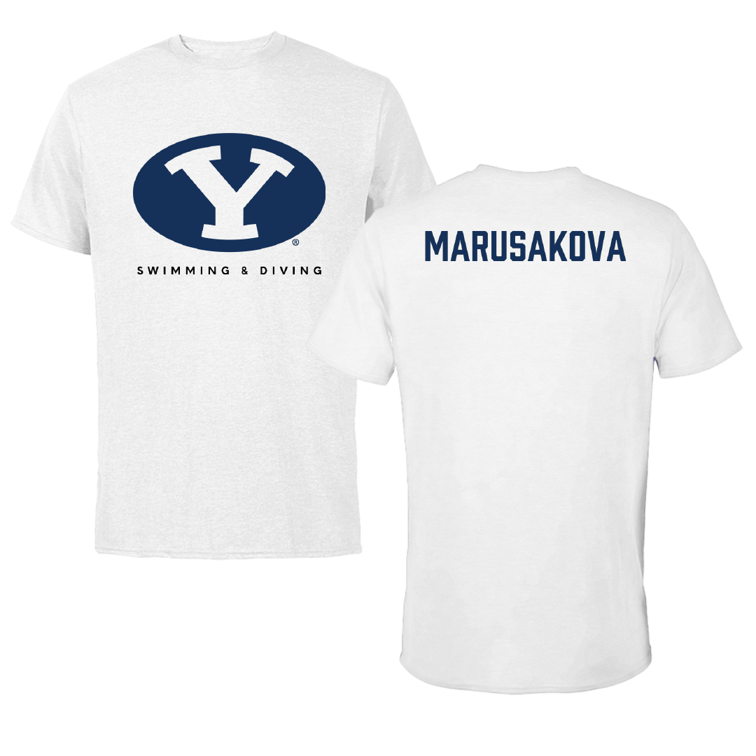 Brigham Young University Swimming & Diving White Performance Tee - Emma Marusakova