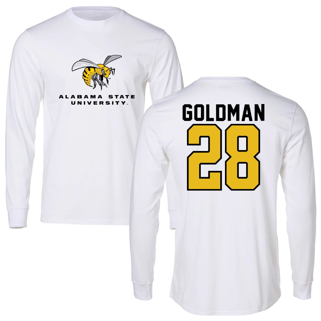 Alabama State University Soccer White Block Long Sleeve - #28 Morgan Goldman