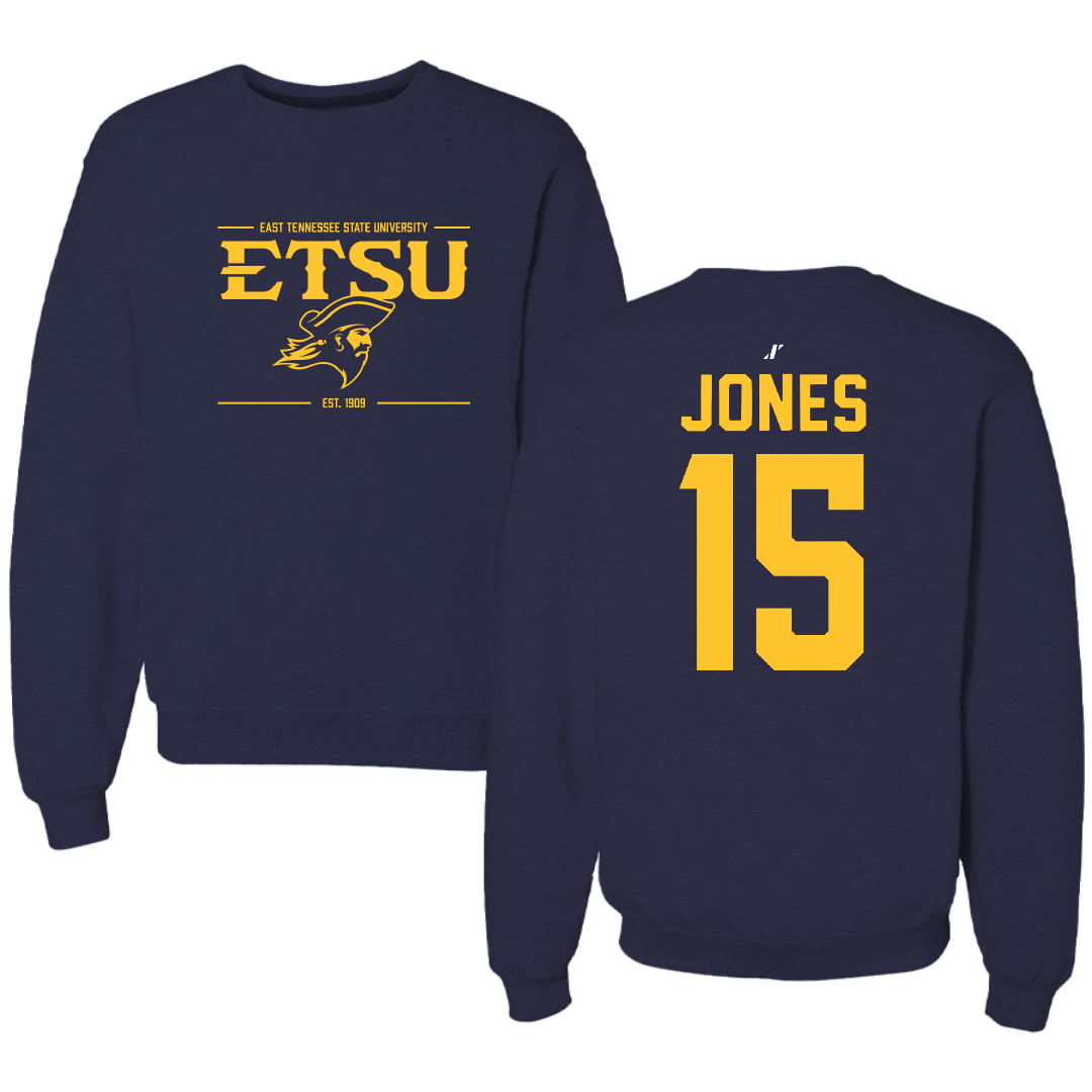 East Tennessee State University Basketball Navy General Crewneck - #15 Jaxson Jones