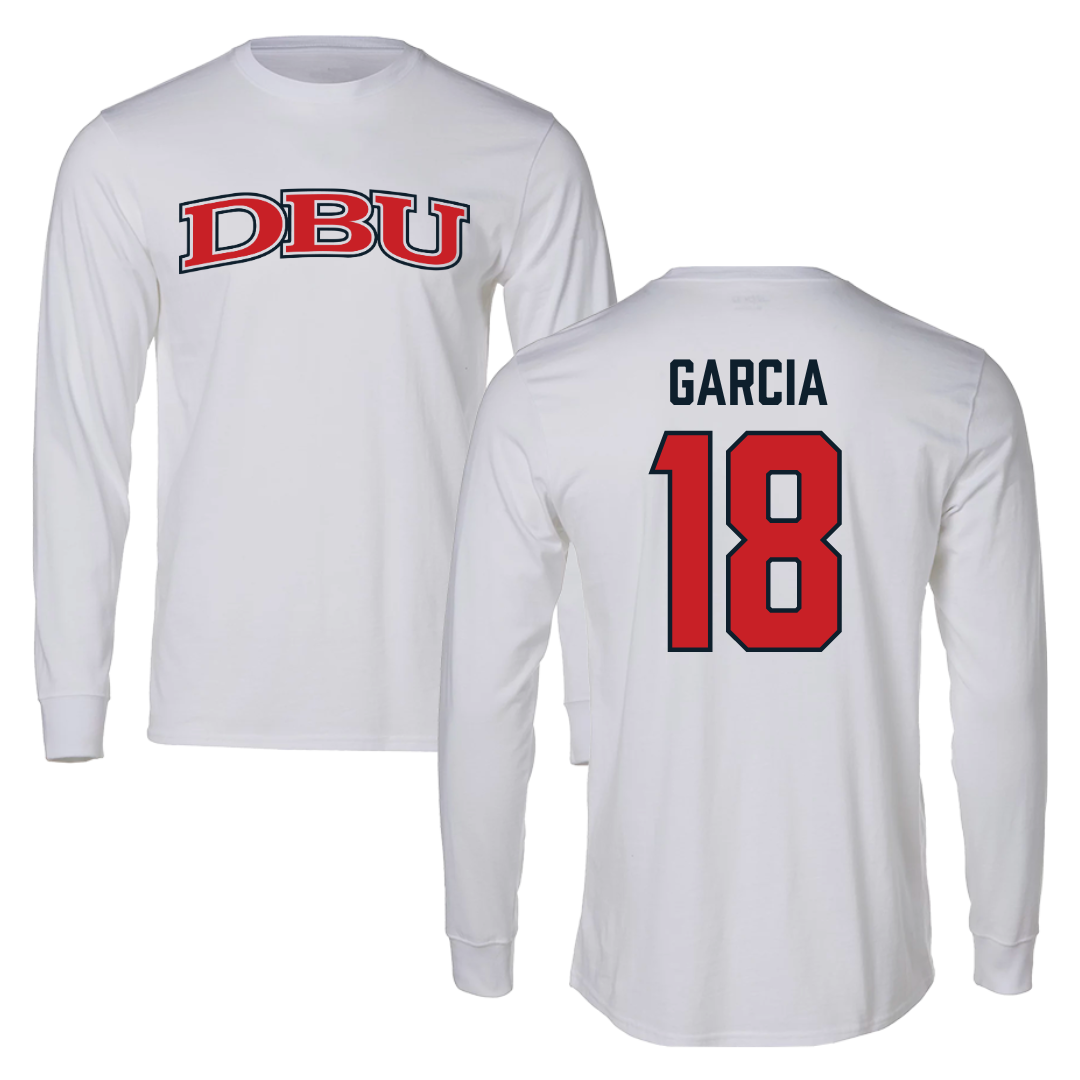 Dallas Baptist University STUNT White Performance Long Sleeve - #18 Robbie Garcia