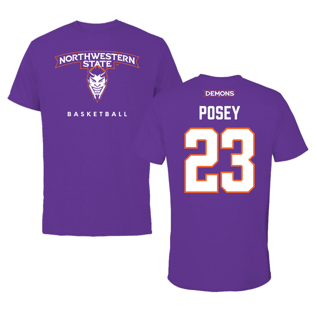 Northwestern State University Basketball Purple Mascot Performance Tee - #23 Duane Posey