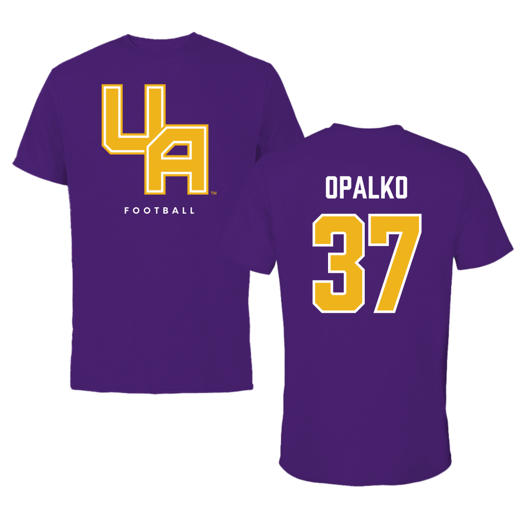 University at Albany Football Purple Block Tee - #37 John Opalko