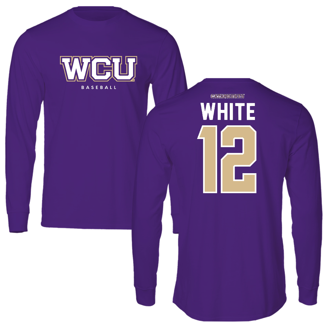 Western Carolina University Baseball Royal Purple Long Sleeve - #12 Ryan White