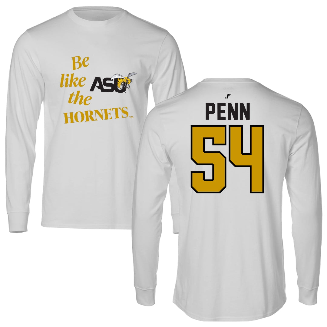 Alabama State University Football Light Gray Be Like Us Performance Long Sleeve - #54 Dezmond Penn