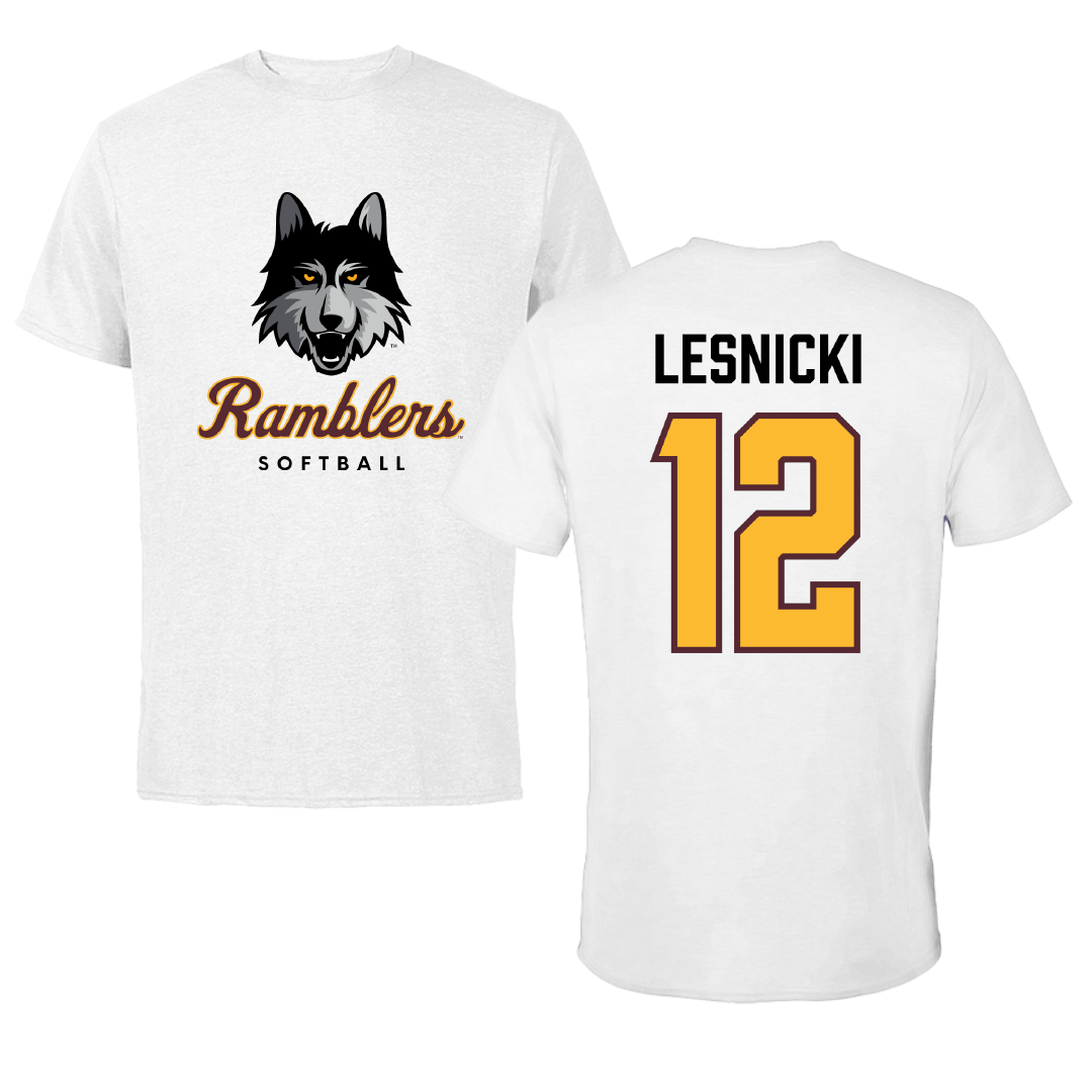 Loyola University-Chicago Softball White Ramblers Performance Tee - #12 Nat Lesnicki