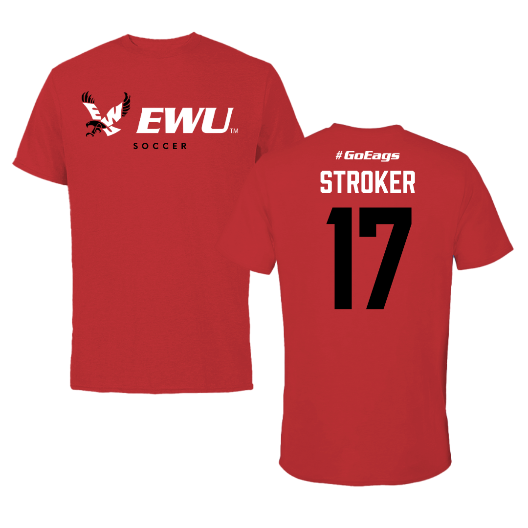 Eastern Washington University Soccer Red Block Tee - #17 Kyla Stroker