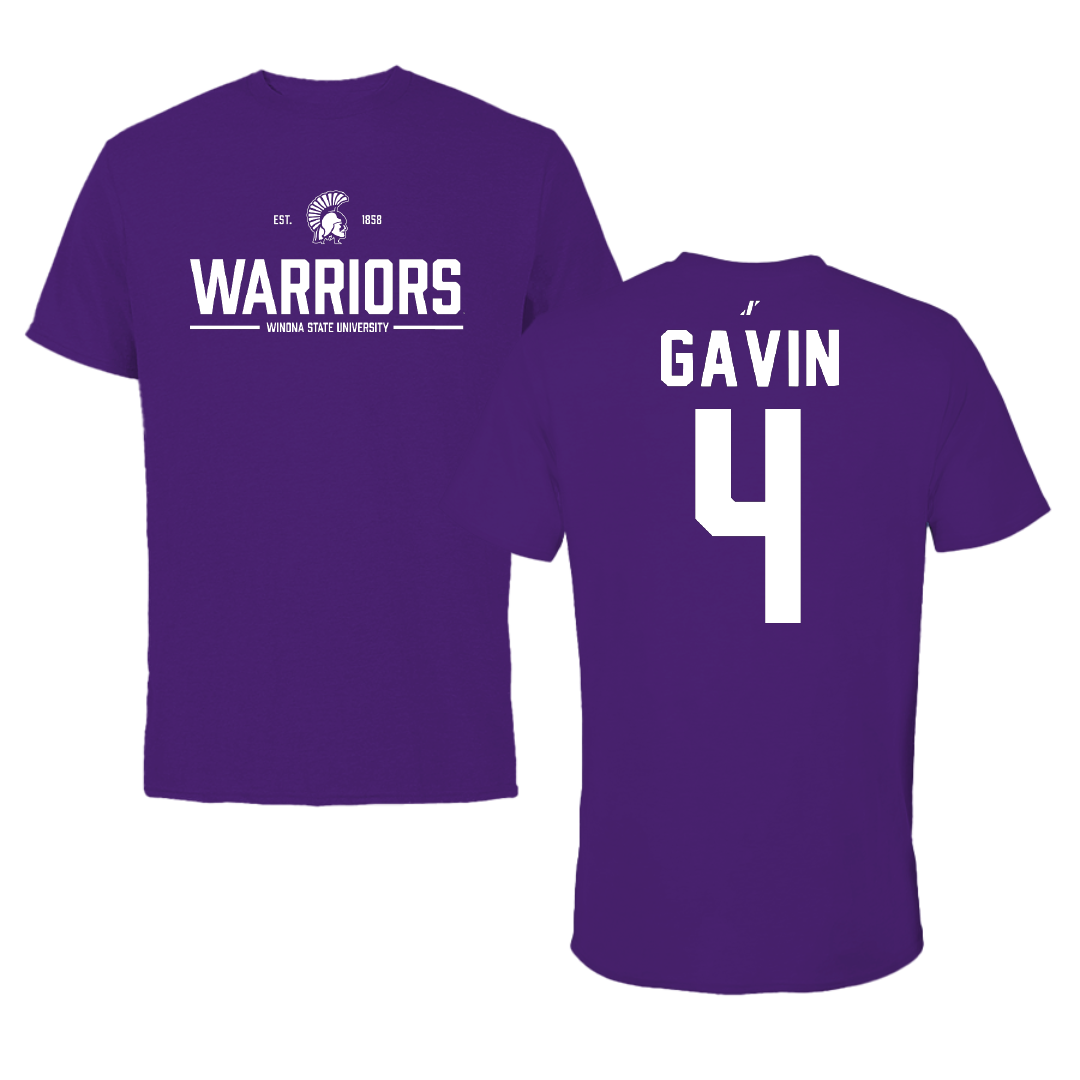 Winona State University Football Purple General Tee - #4 Ty Gavin