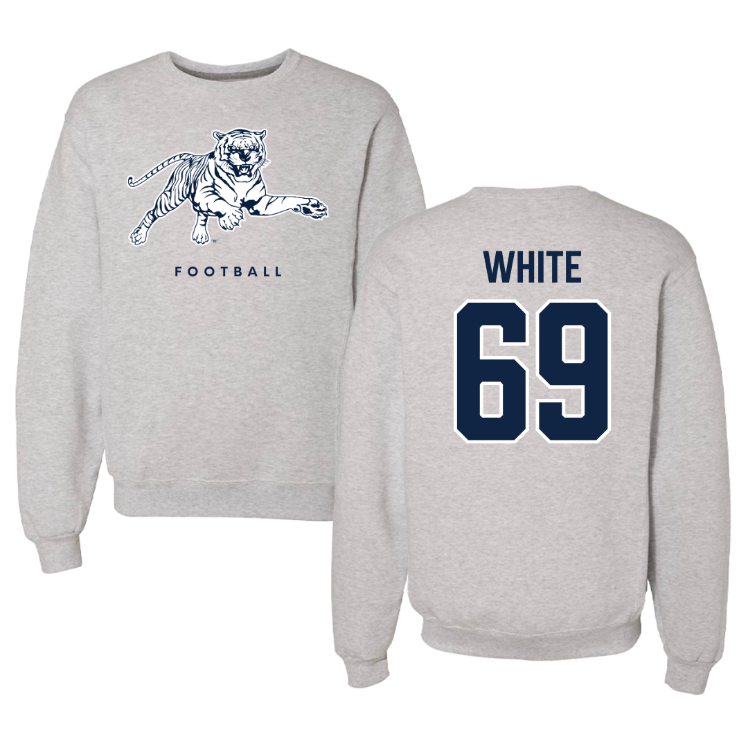 Jackson State University Football Gray Crewneck - #69 Dequarious White
