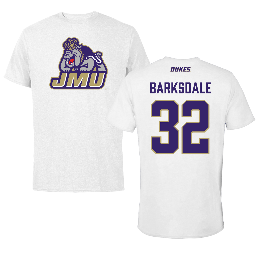 James Madison University Football White Tee - #32 DJ Barksdale