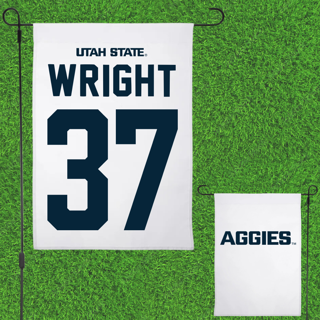 Utah State University Football White Garden Flag - #37 Jaeden Wright