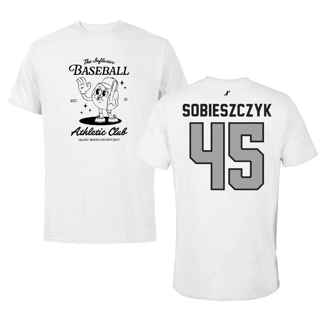Baseball White Influxer Athletic Club Tee - #45 Isaac Sobieszczyk