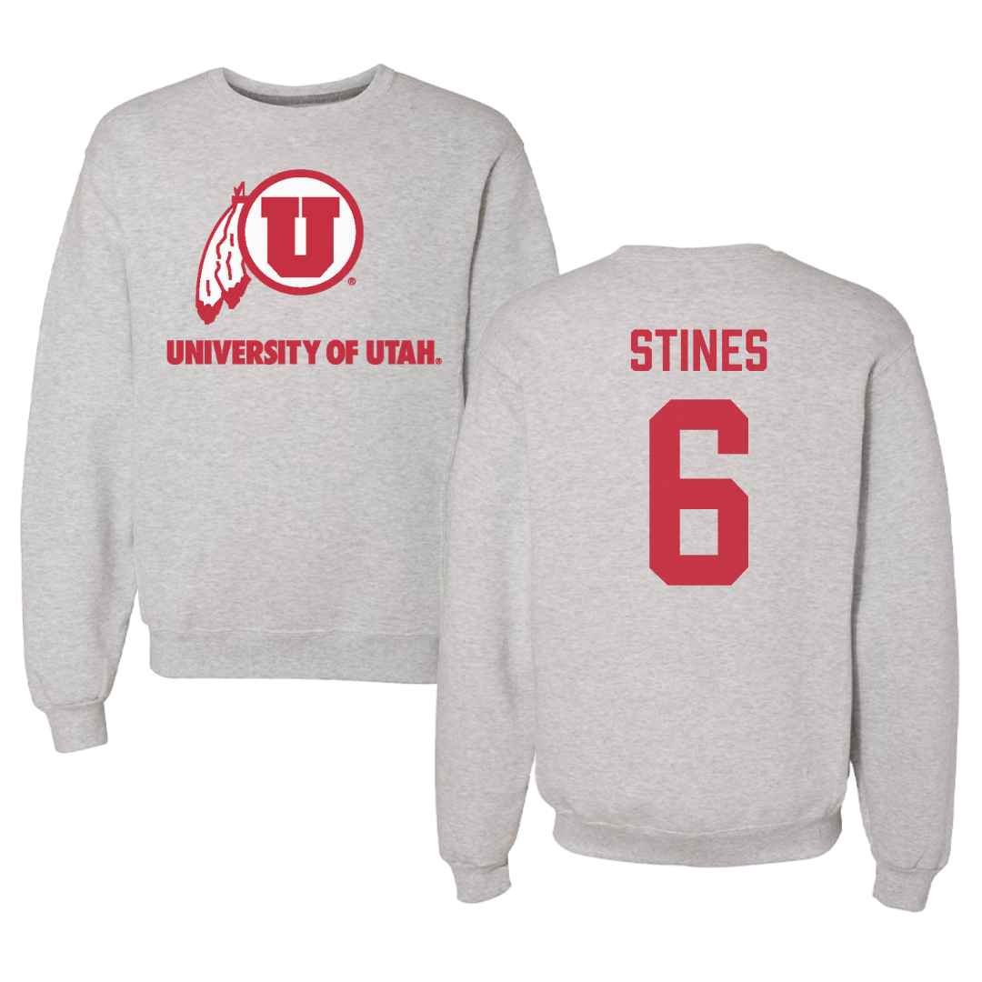 University of Utah Lacrosse Gray Crewneck - #6 Ryan Stines