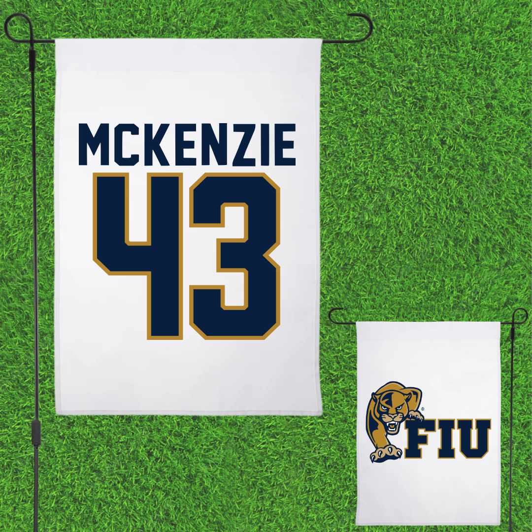Florida International University Baseball White Garden Flag - #43 Jacob McKenzie