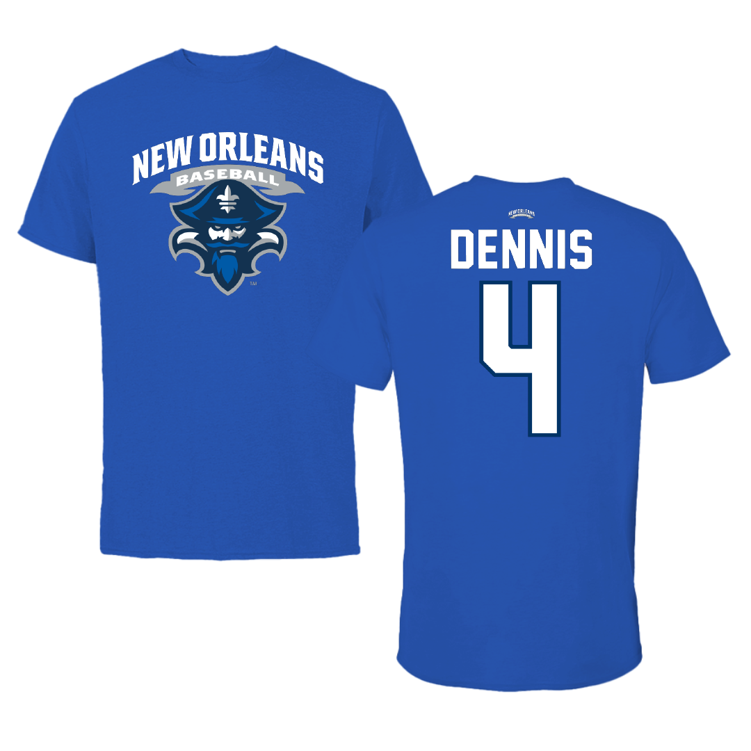 University of New Orleans Baseball Blue Mascot Performance Tee - #4 Cortez Dennis