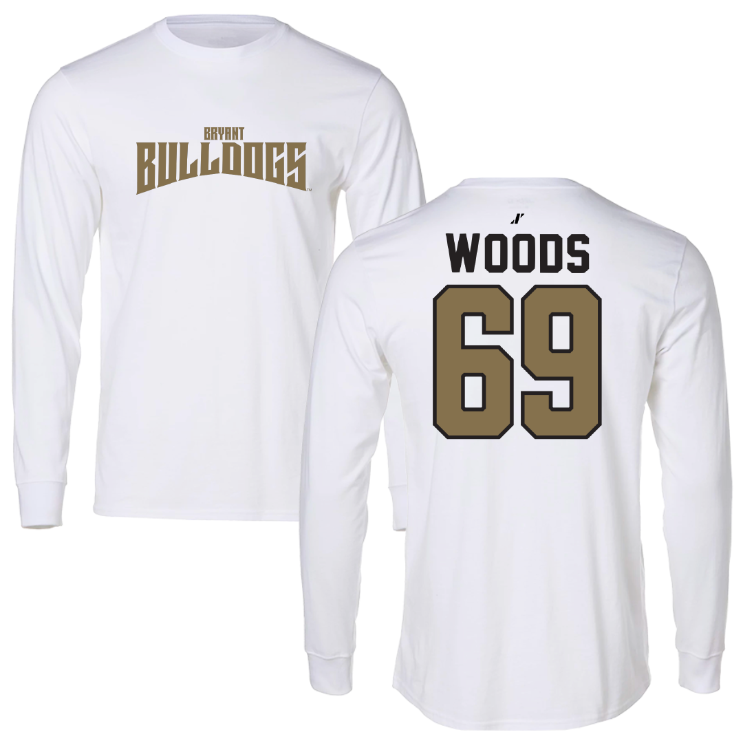 Bryant University Football White Classic Long Sleeve - #69 Jeffery Woods