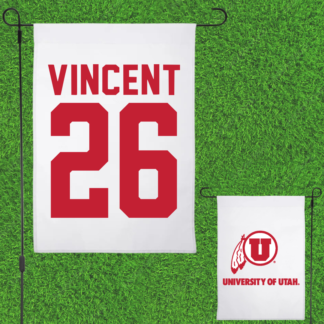 University of Utah Football White Garden Flag - #26 Charlie Vincent