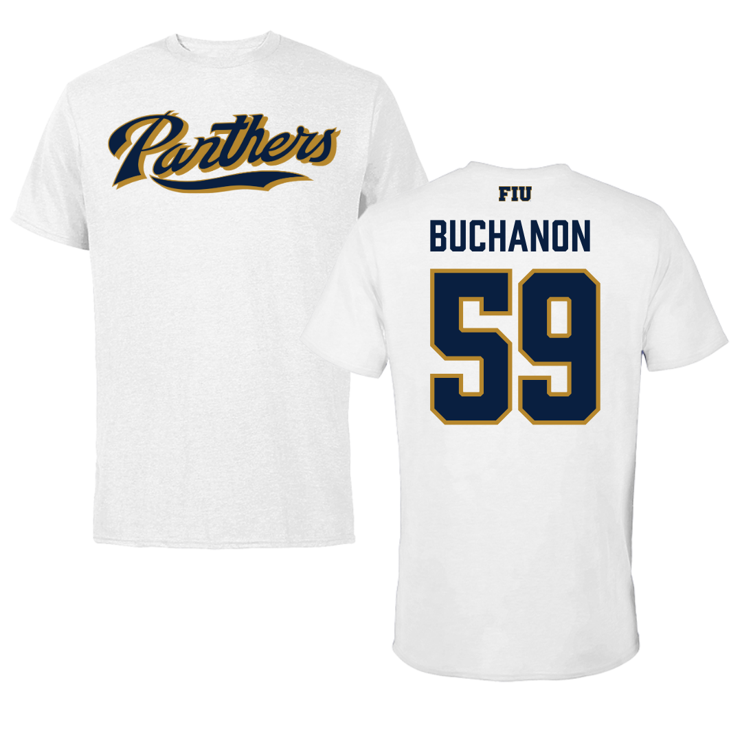 Florida International University Football White Tee - #59 Jaheim Buchanon