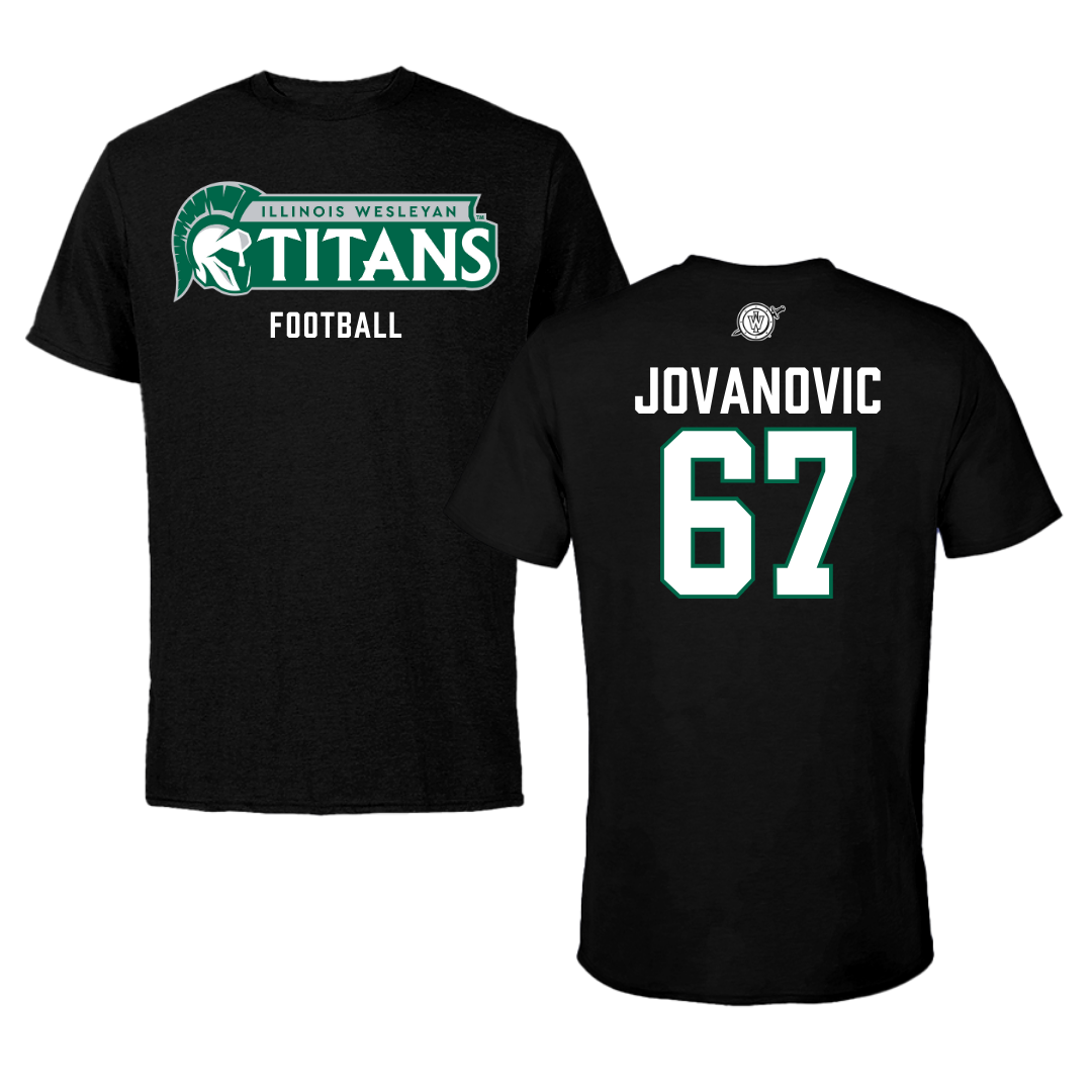 Illinois Wesleyan University Football Black Tee - #67 Mihailo Jovanovic