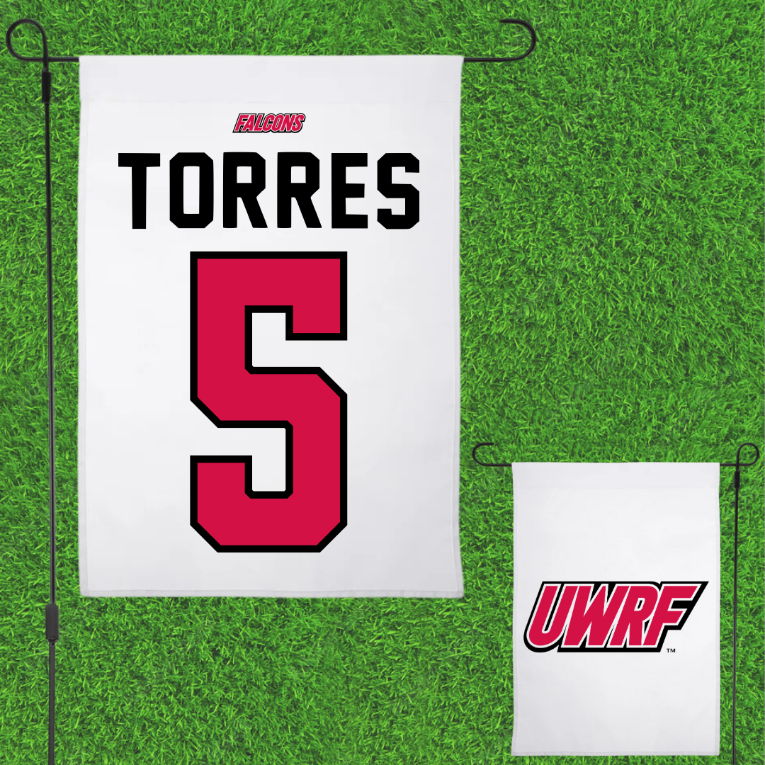 University of Wisconsin-River Falls Ice Hockey White Garden Flag - #5 Aidan Torres