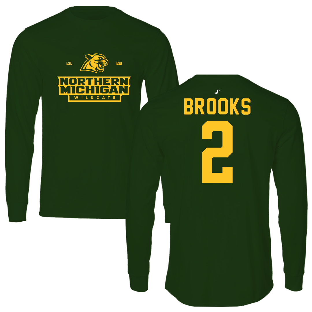 Northern Michigan University Basketball Forest Green General Long Sleeve - #2 Riley Brooks