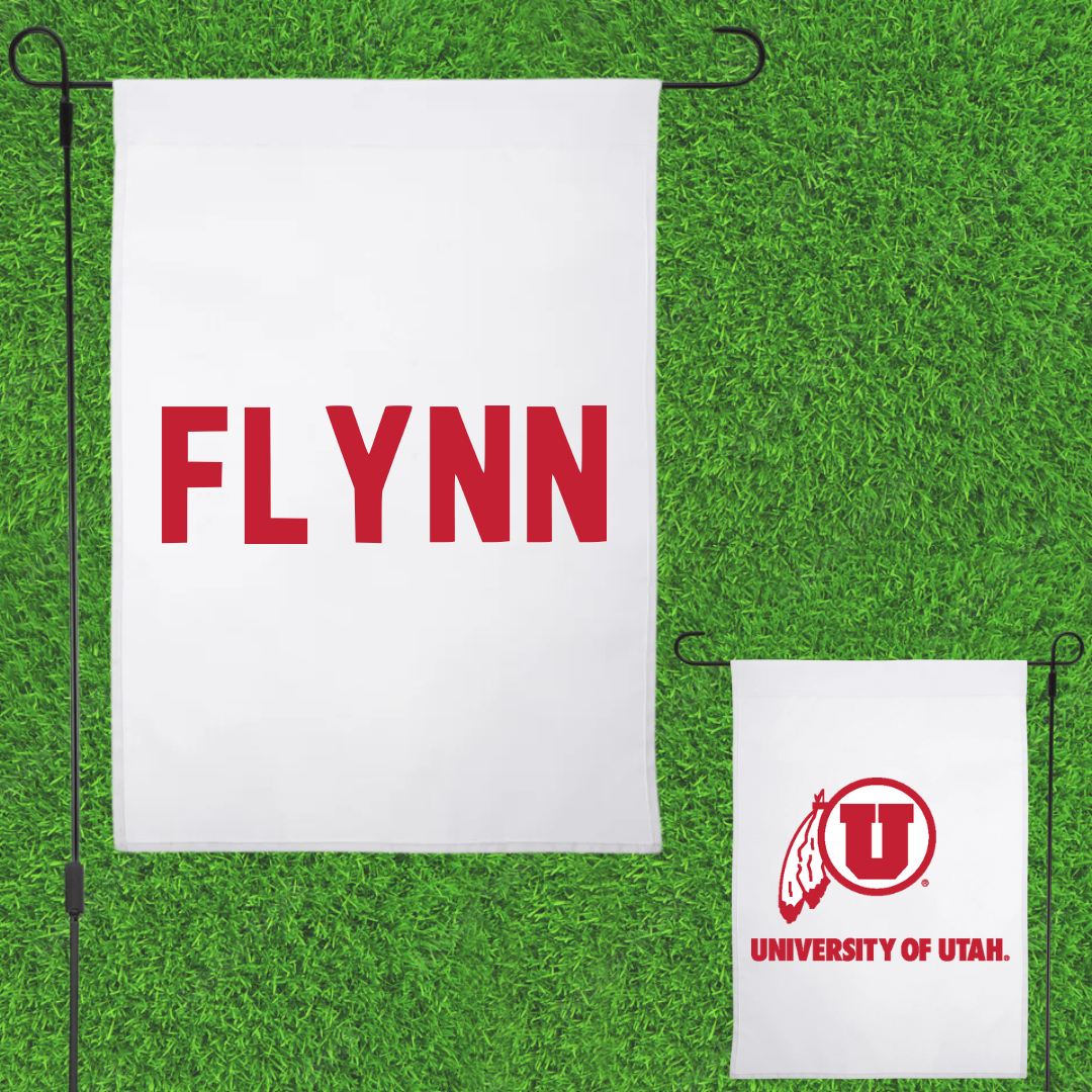 University of Utah Swimming & Diving White Garden Flag - Kelson Flynn