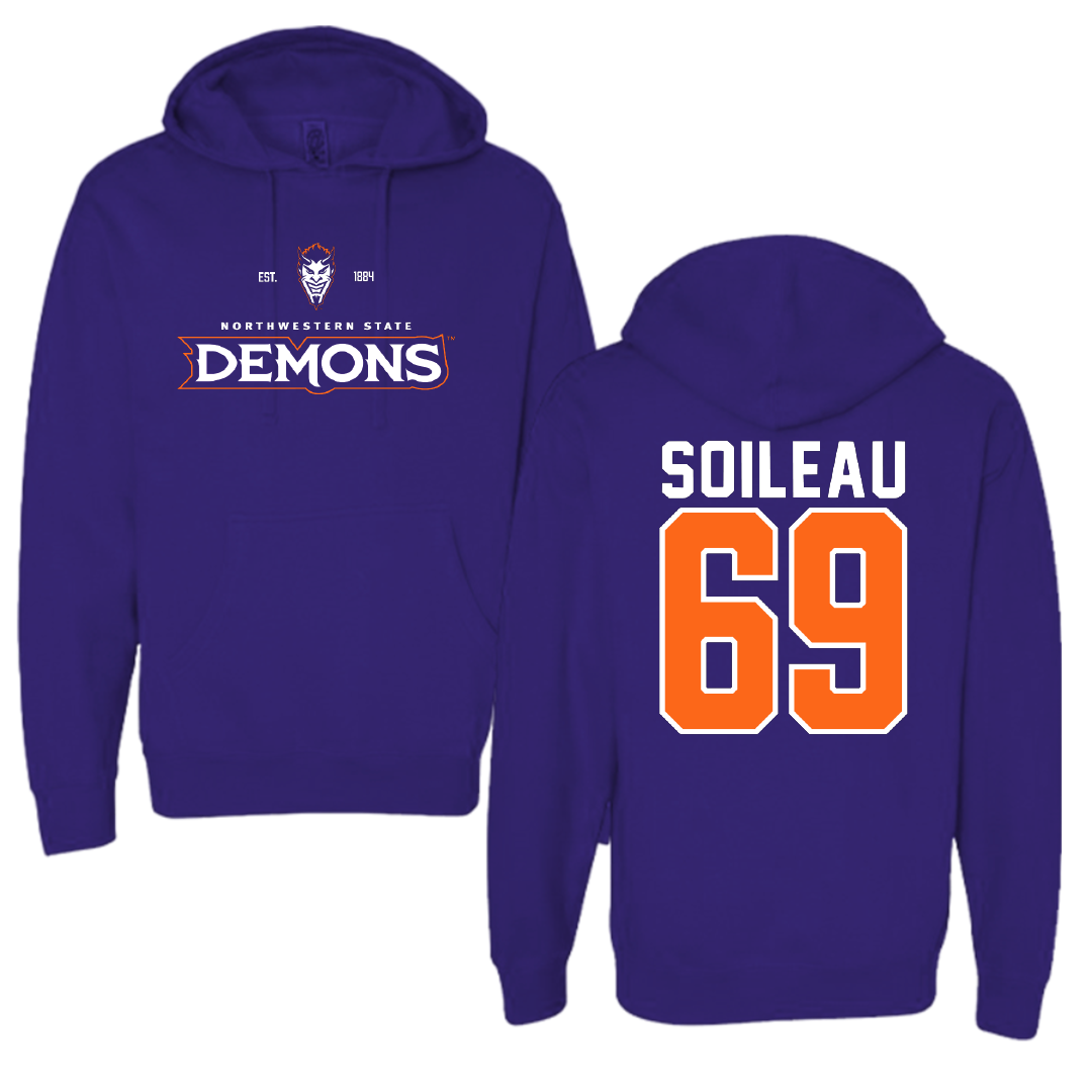 Northwestern State University Football Purple General Hoodie - #69 Nicholas Soileau