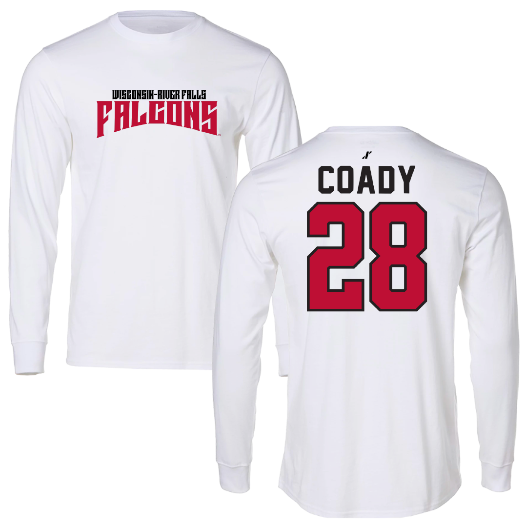 University of Wisconsin-River Falls Ice Hockey White Classic Performance Long Sleeve - #28 Gibb Coady