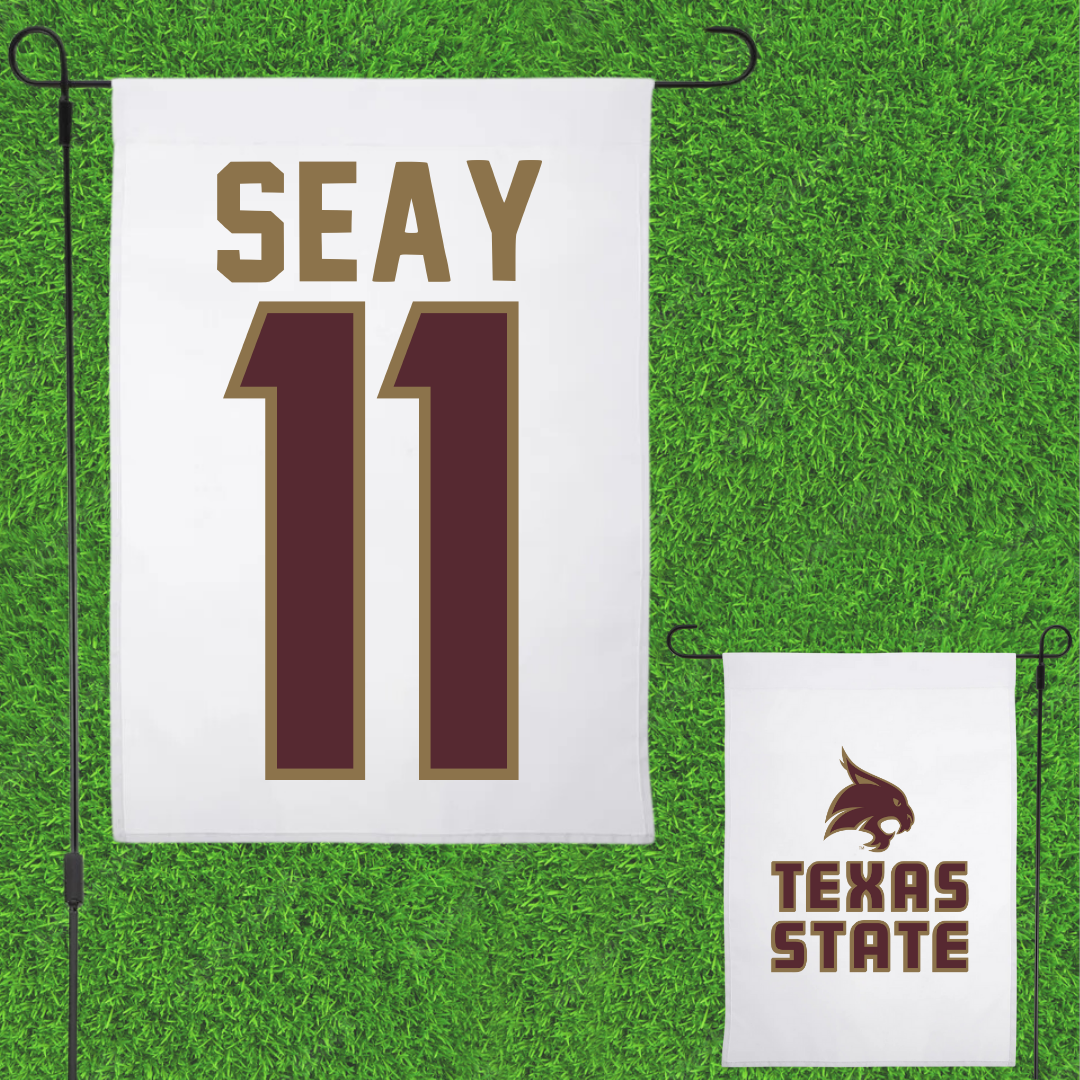 Texas State University Baseball White Garden Flag - #11 Taylor Seay