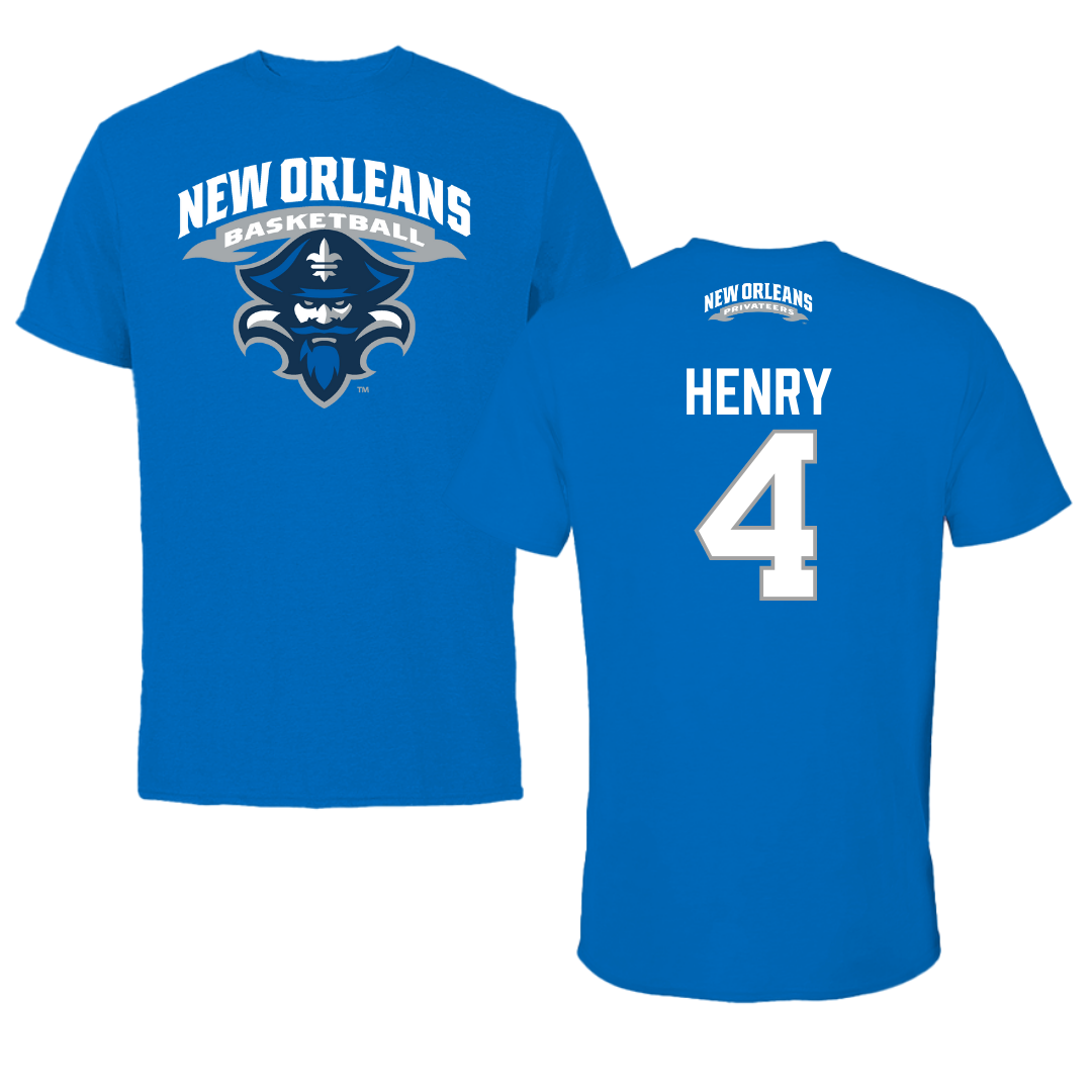 University of New Orleans Basketball Blue Tee - #4 Omarion Henry