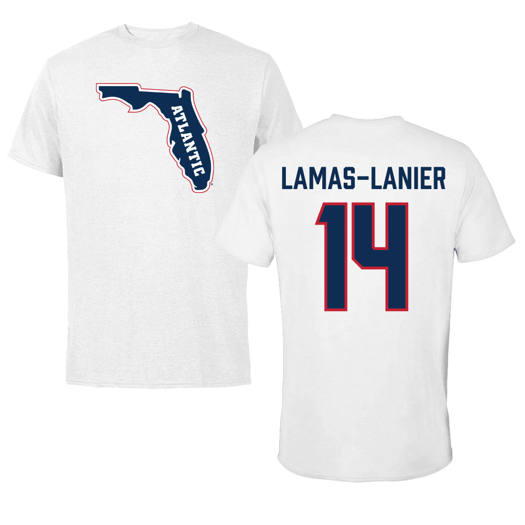 Florida Atlantic University Football White Tee - #14 Courtney Lamas-Lanier