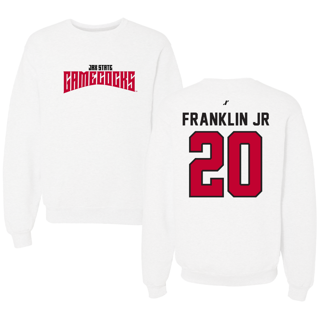 Jacksonville State University Football White Classics Crewneck - #20 Travis Franklin Jr