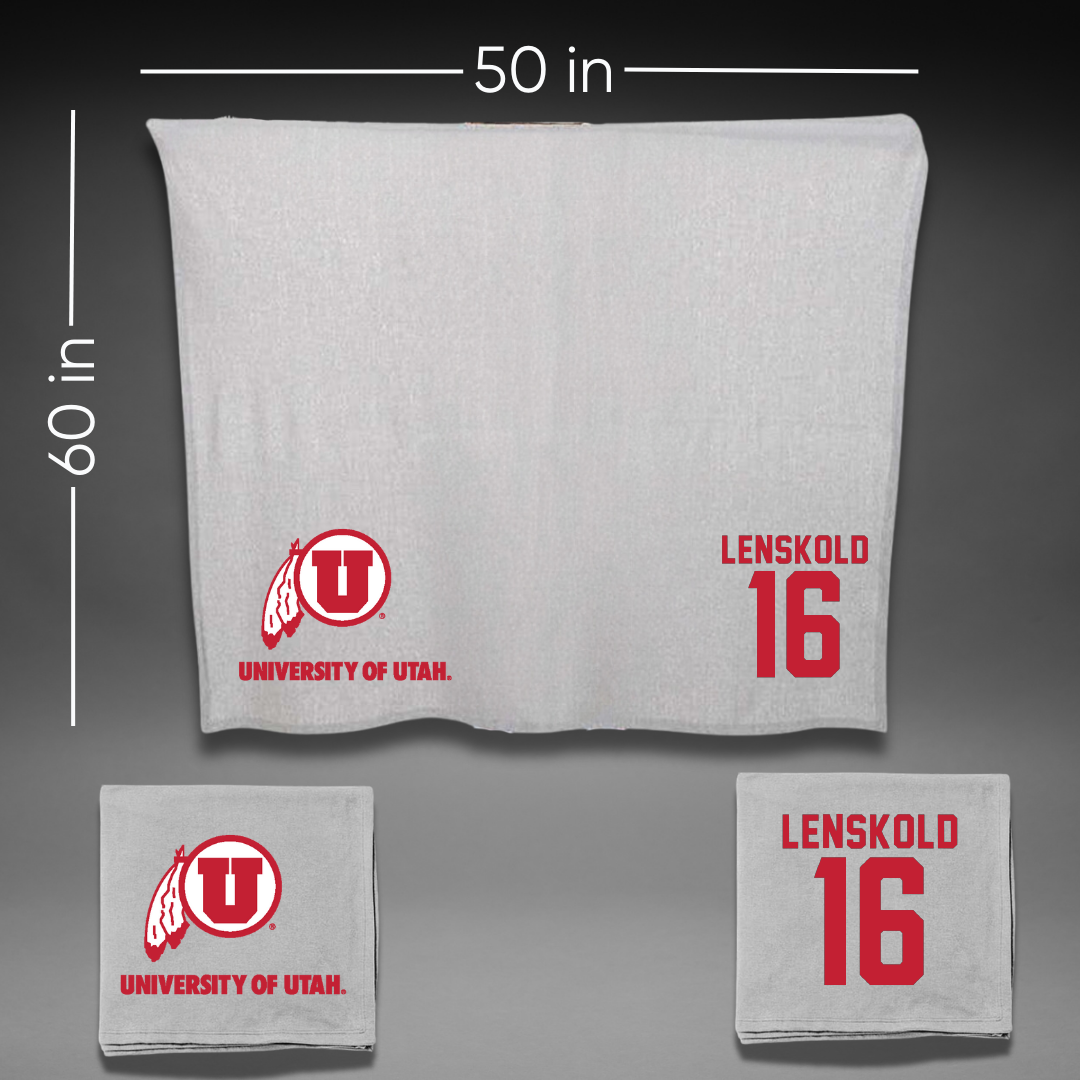 University of Utah Lacrosse Gray Blanket - #16 Colin Lenskold
