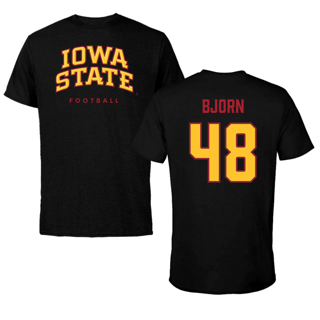 Iowa State University Football Black Performance Tee - #48 Jack Bjorn