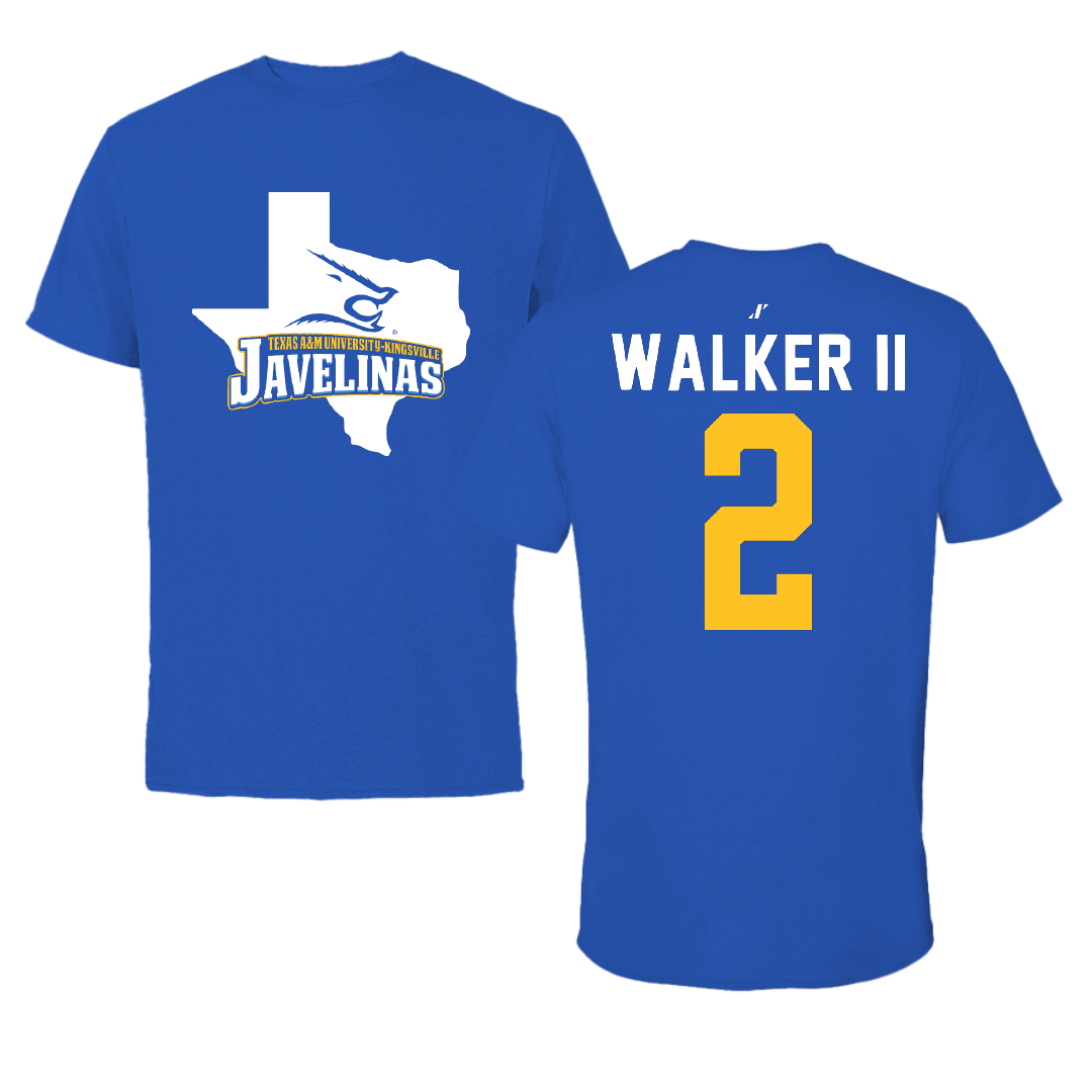 Texas A&M University-Kingsville Basketball Blue State Performance Tee - #2 Andre Walker II
