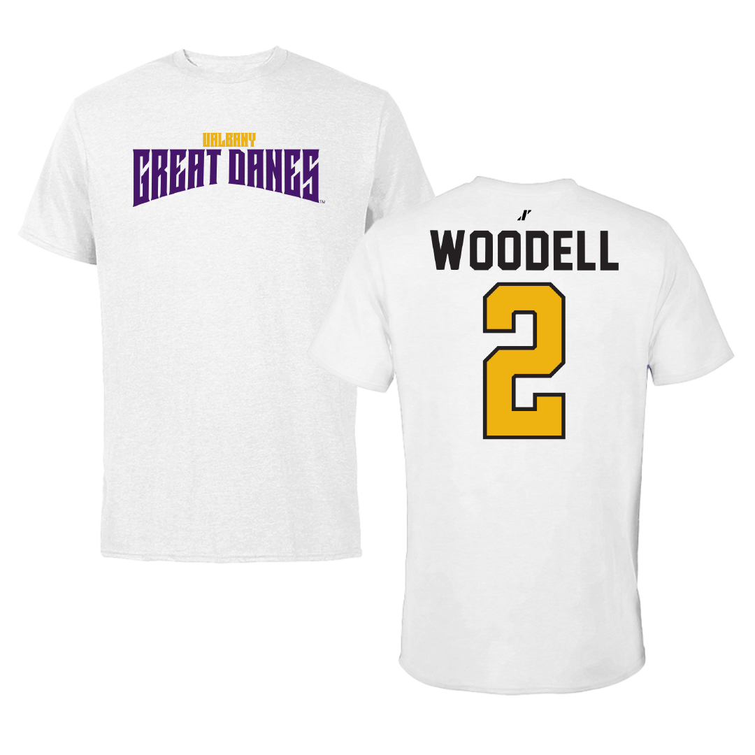 University at Albany Football White Classic Performance Tee - #2 Griffin Woodell