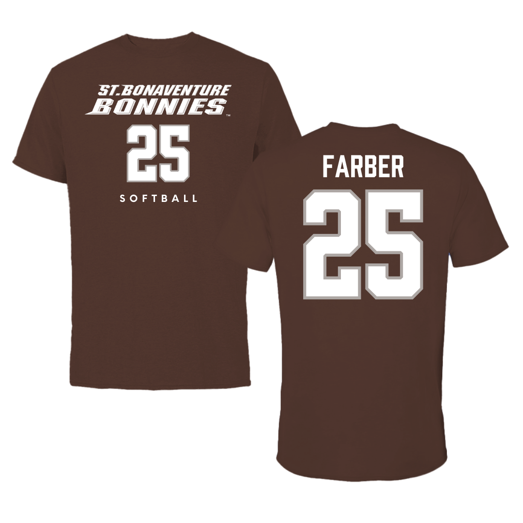 St. Bonaventure University Softball Brown Tee - #25 Abby Farber