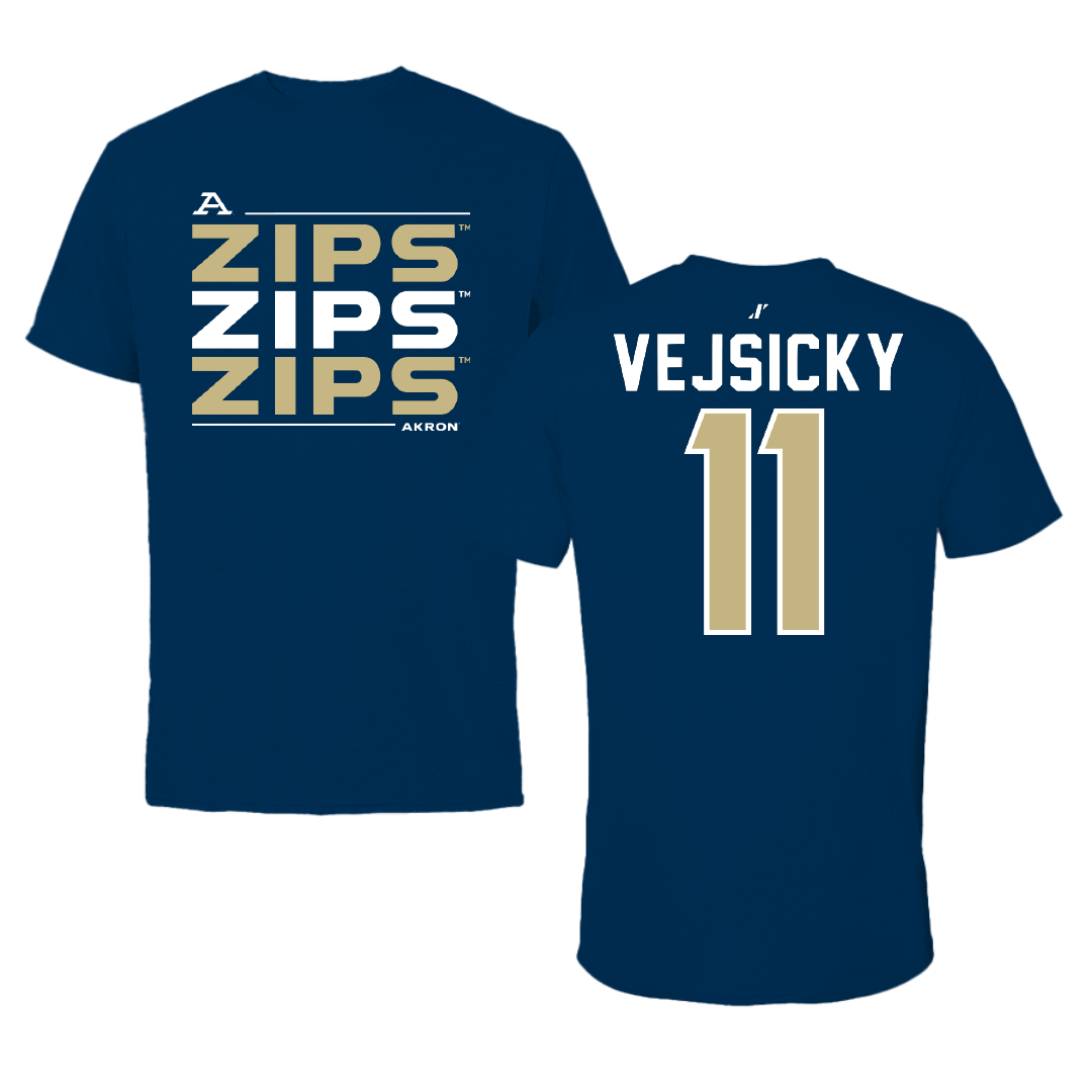 University of Akron Basketball Navy General Performance Tee - #11 Maddie Vejsicky