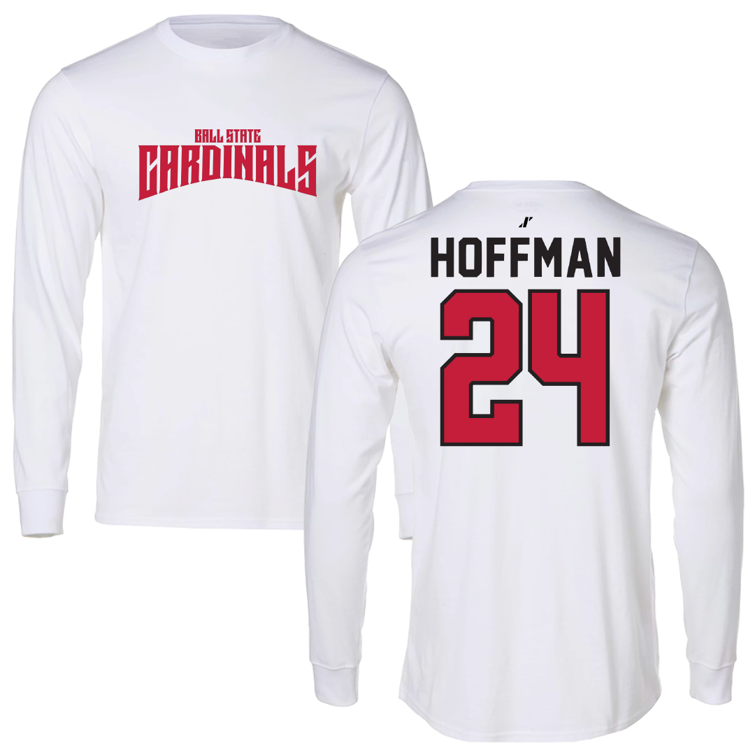 Ball State University Softball White Classic Performance Long Sleeve - #24 Jessica Hoffman