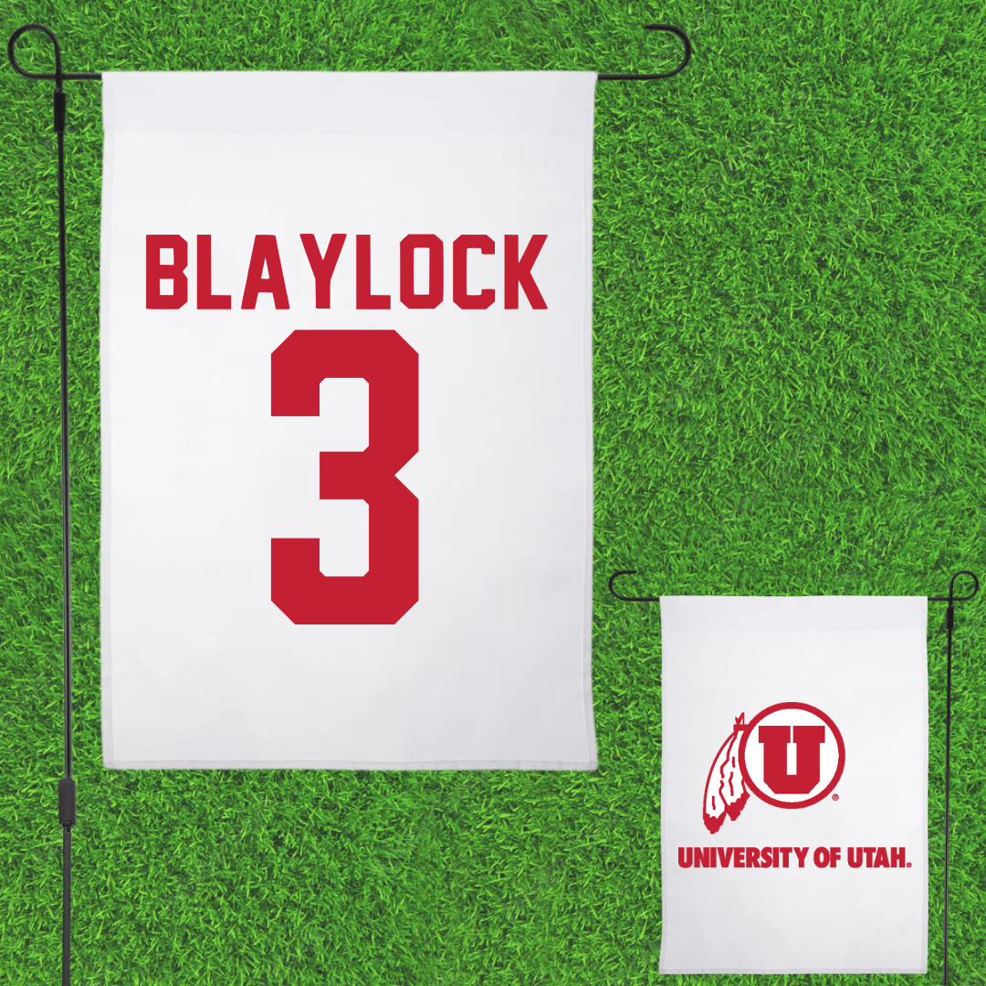 University of Utah Soccer White Garden Flag - #3 Brooklyn Blaylock