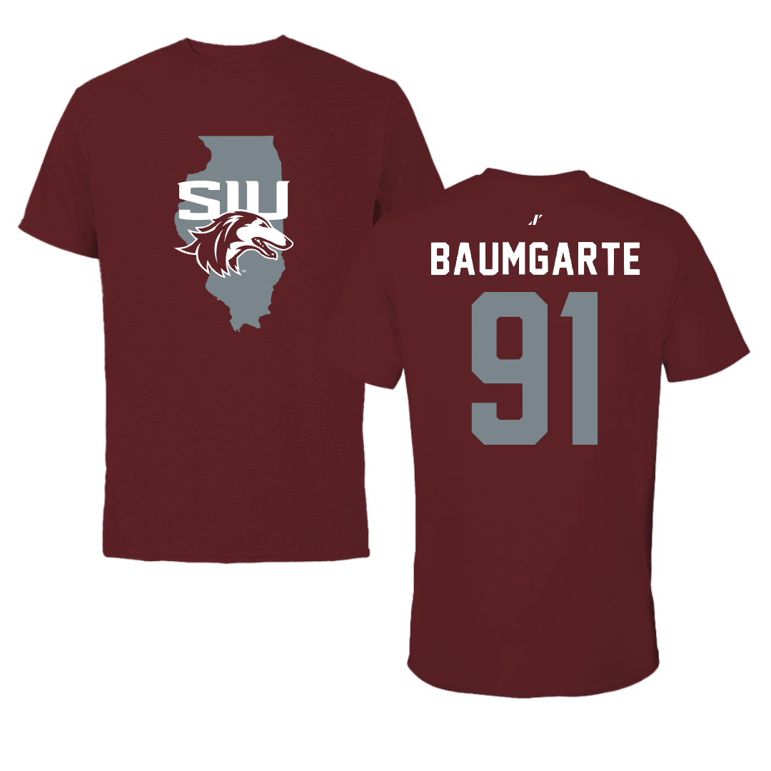 Southern Illinois University at Carbondale Football Maroon State Performance Tee - #91 Jake Baumgarte
